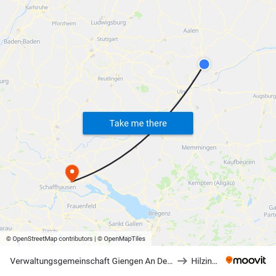 Verwaltungsgemeinschaft Giengen An Der Brenz to Hilzingen map