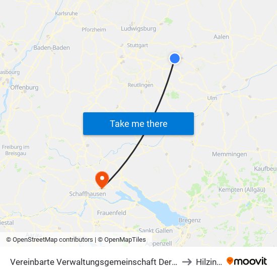 Vereinbarte Verwaltungsgemeinschaft Der Stadt Uhingen to Hilzingen map