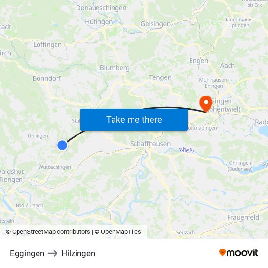 Eggingen to Hilzingen map