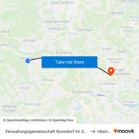 Verwaltungsgemeinschaft Bonndorf Im Schwarzwald to Hilzingen map