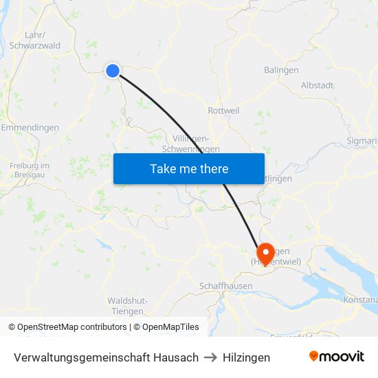 Verwaltungsgemeinschaft Hausach to Hilzingen map