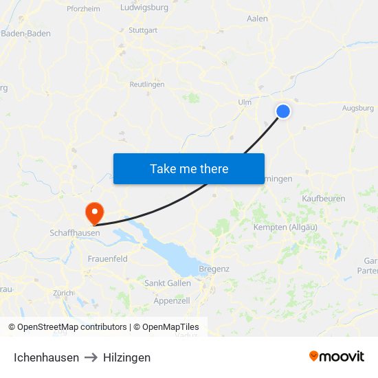 Ichenhausen to Hilzingen map