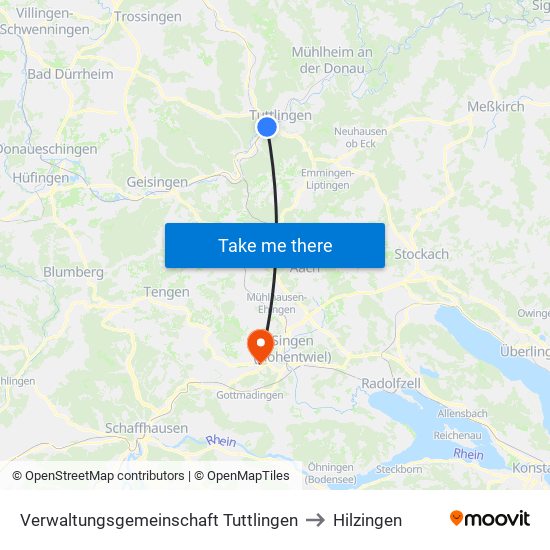 Verwaltungsgemeinschaft Tuttlingen to Hilzingen map