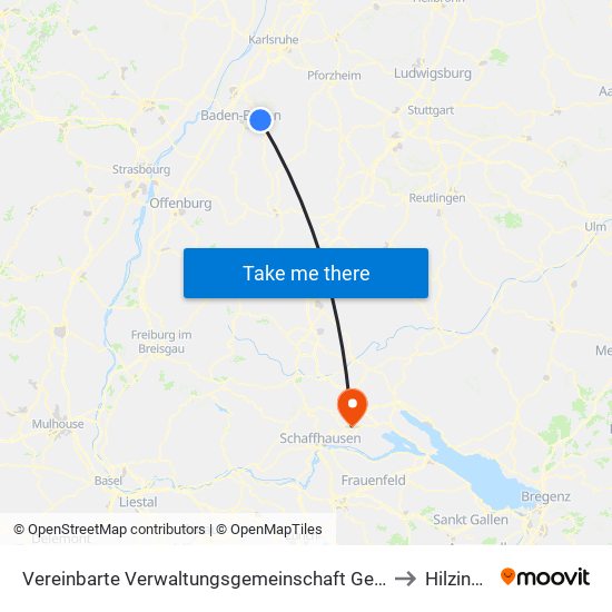 Vereinbarte Verwaltungsgemeinschaft Gernsbach to Hilzingen map