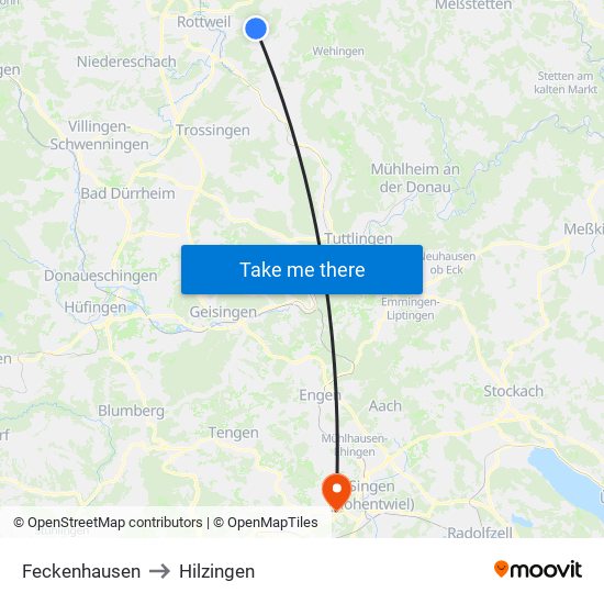 Feckenhausen to Hilzingen map