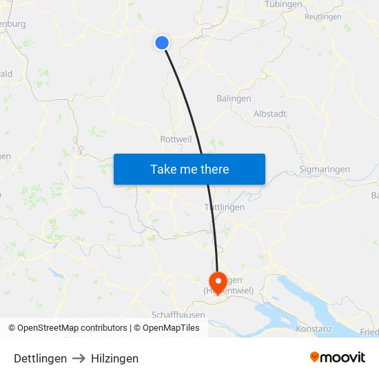 Dettlingen to Hilzingen map