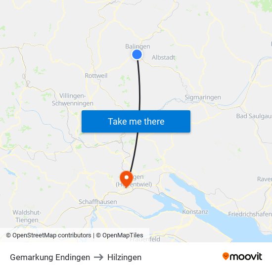Gemarkung Endingen to Hilzingen map