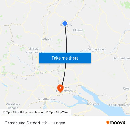 Gemarkung Ostdorf to Hilzingen map