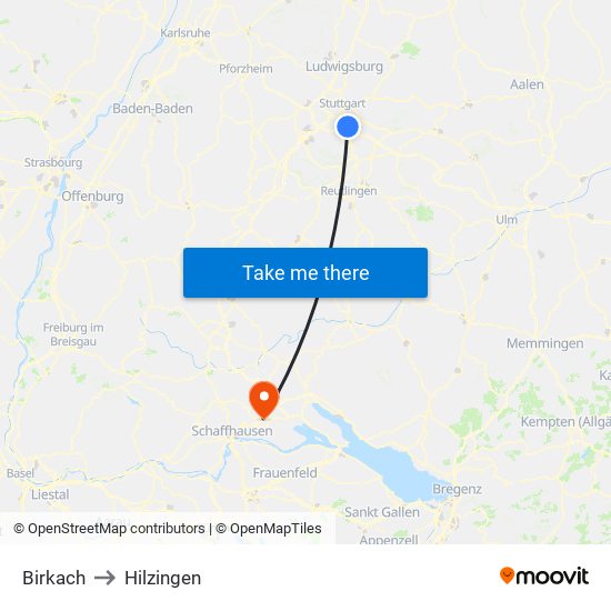 Birkach to Hilzingen map