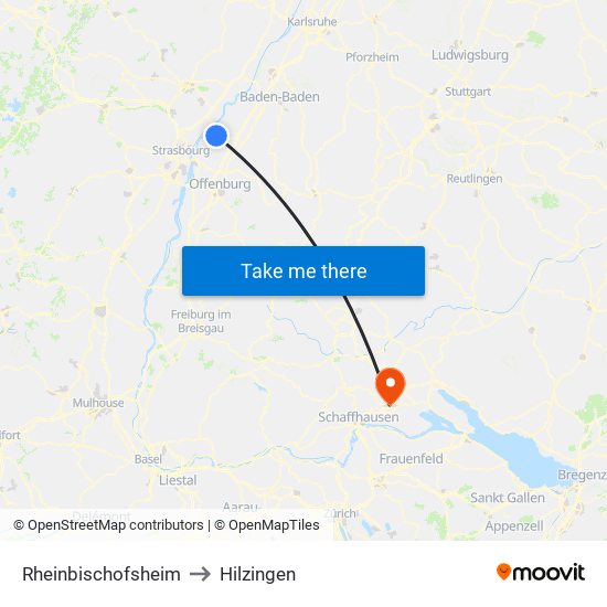 Rheinbischofsheim to Hilzingen map