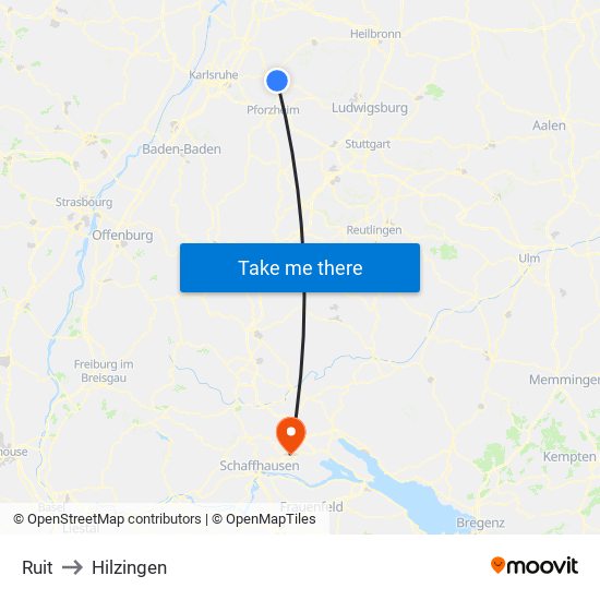 Ruit to Hilzingen map