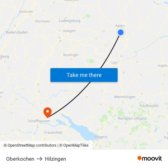 Oberkochen to Hilzingen map