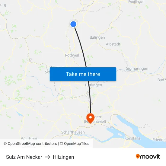 Sulz Am Neckar to Hilzingen map