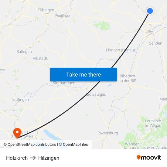 Holzkirch to Hilzingen map