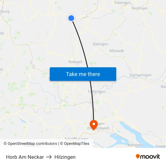Horb Am Neckar to Hilzingen map
