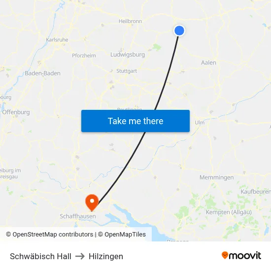 Schwäbisch Hall to Hilzingen map