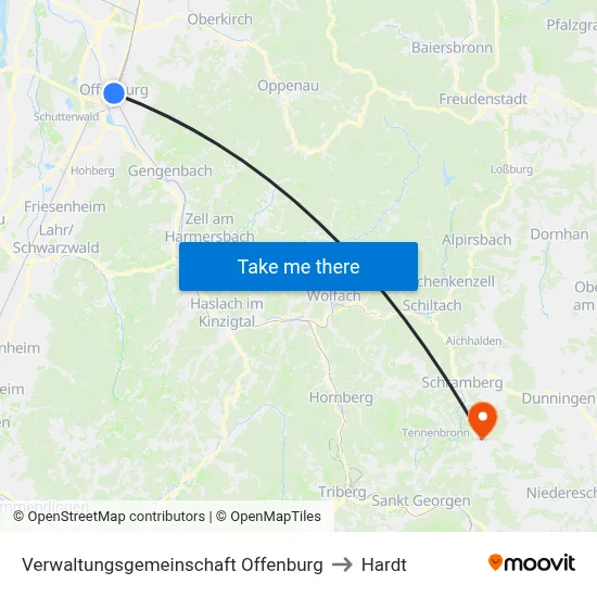 Verwaltungsgemeinschaft Offenburg to Hardt map