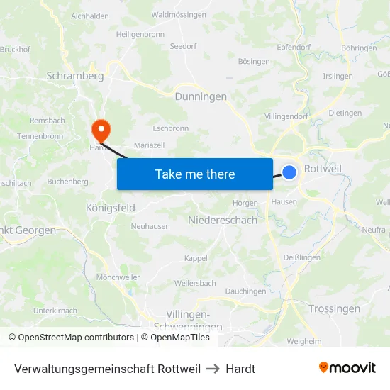 Verwaltungsgemeinschaft Rottweil to Hardt map