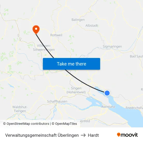 Verwaltungsgemeinschaft Überlingen to Hardt map