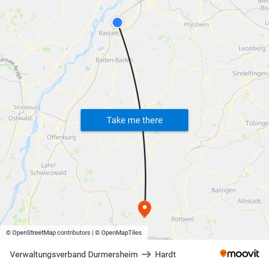 Verwaltungsverband Durmersheim to Hardt map