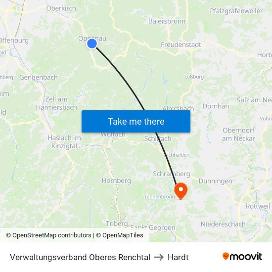 Verwaltungsverband Oberes Renchtal to Hardt map