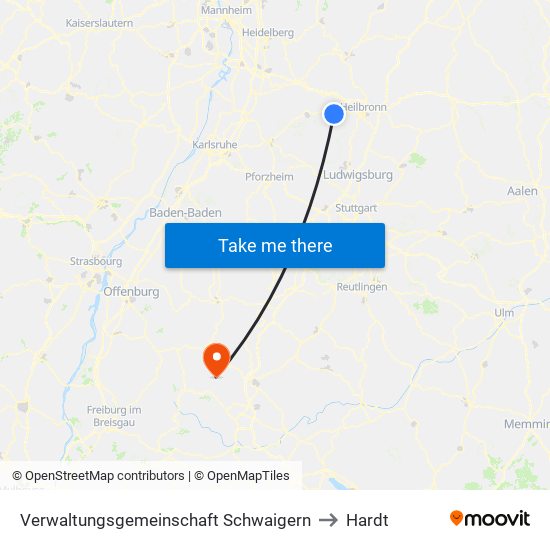 Verwaltungsgemeinschaft Schwaigern to Hardt map
