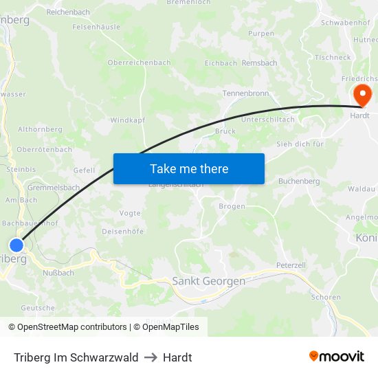 Triberg Im Schwarzwald to Hardt map
