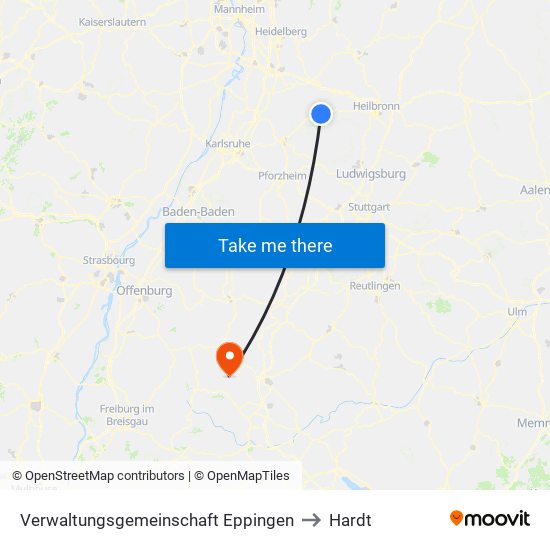 Verwaltungsgemeinschaft Eppingen to Hardt map