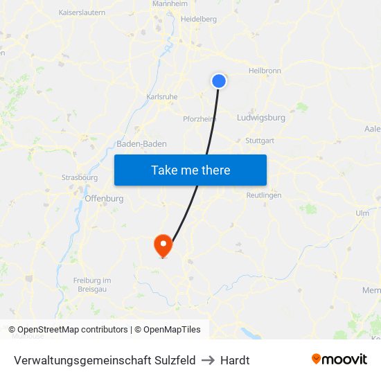 Verwaltungsgemeinschaft Sulzfeld to Hardt map