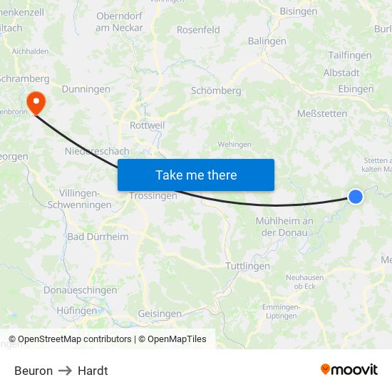 Beuron to Hardt map