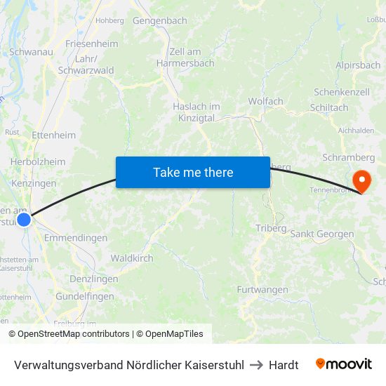 Verwaltungsverband Nördlicher Kaiserstuhl to Hardt map