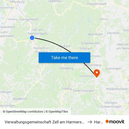 Verwaltungsgemeinschaft Zell am Harmersbach to Hardt map