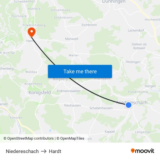 Niedereschach to Hardt map