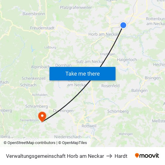 Verwaltungsgemeinschaft Horb am Neckar to Hardt map