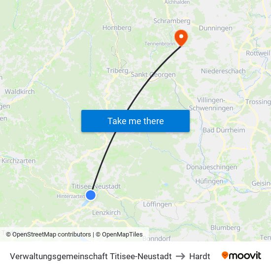 Verwaltungsgemeinschaft Titisee-Neustadt to Hardt map