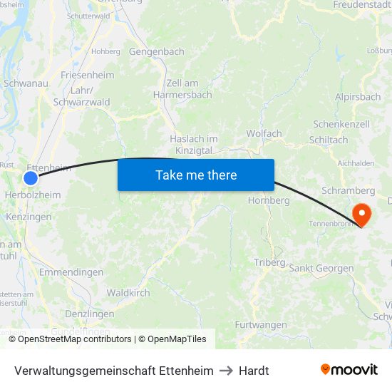 Verwaltungsgemeinschaft Ettenheim to Hardt map