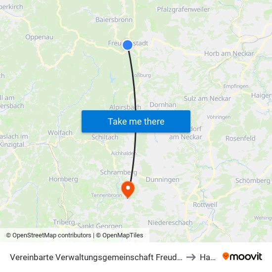 Vereinbarte Verwaltungsgemeinschaft Freudenstadt to Hardt map