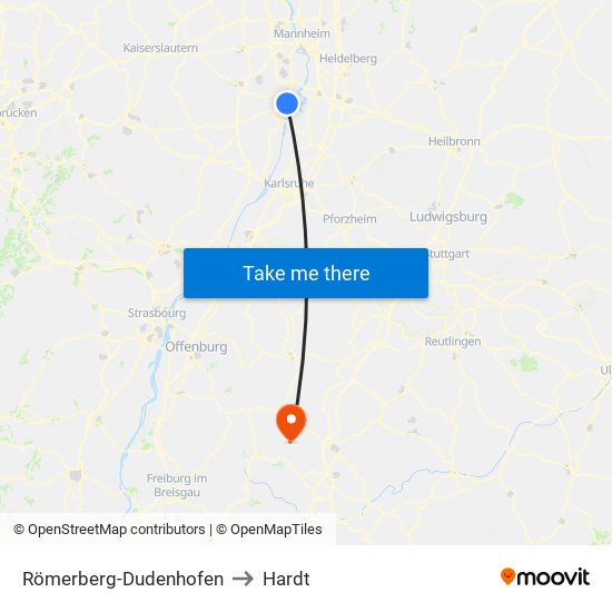 Römerberg-Dudenhofen to Hardt map