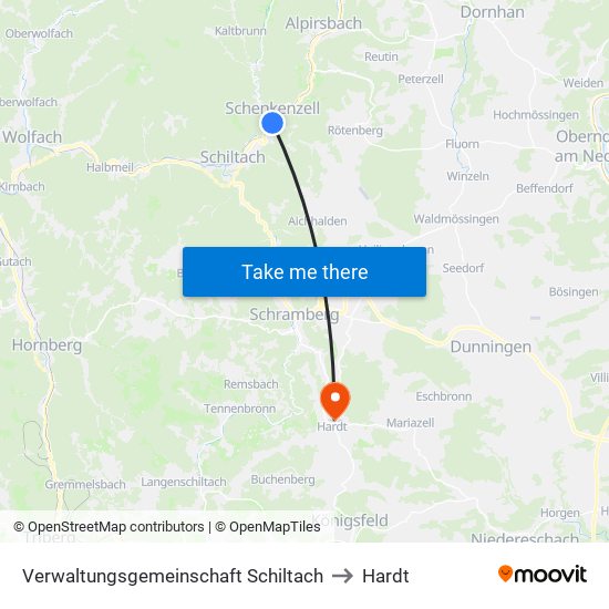 Verwaltungsgemeinschaft Schiltach to Hardt map