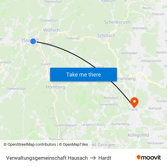 Verwaltungsgemeinschaft Hausach to Hardt map