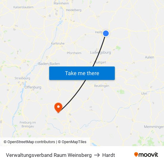 Verwaltungsverband Raum Weinsberg to Hardt map