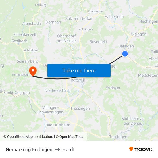 Gemarkung Endingen to Hardt map