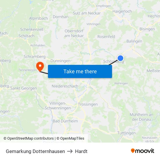 Gemarkung Dotternhausen to Hardt map