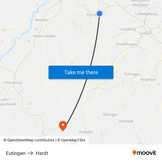 Eutingen to Hardt map