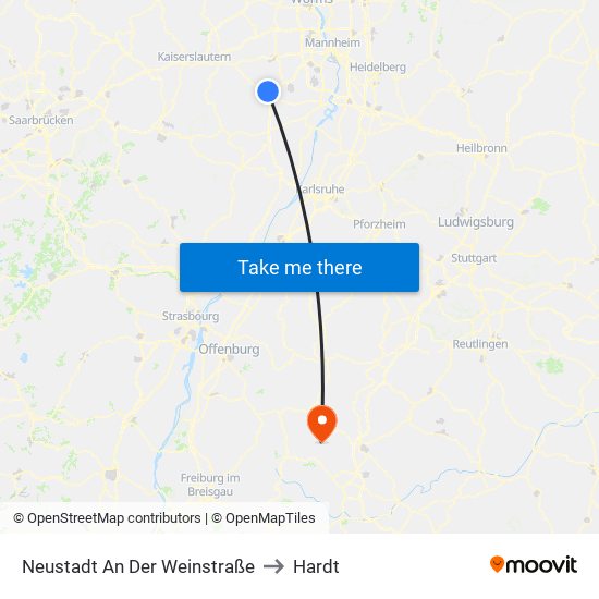 Neustadt An Der Weinstraße to Hardt map