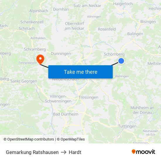 Gemarkung Ratshausen to Hardt map