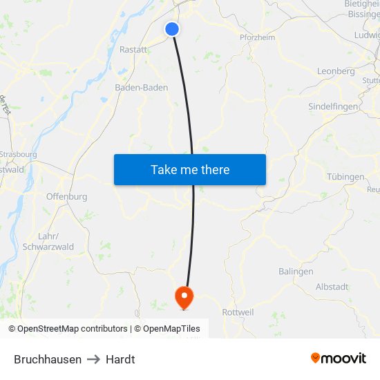 Bruchhausen to Hardt map