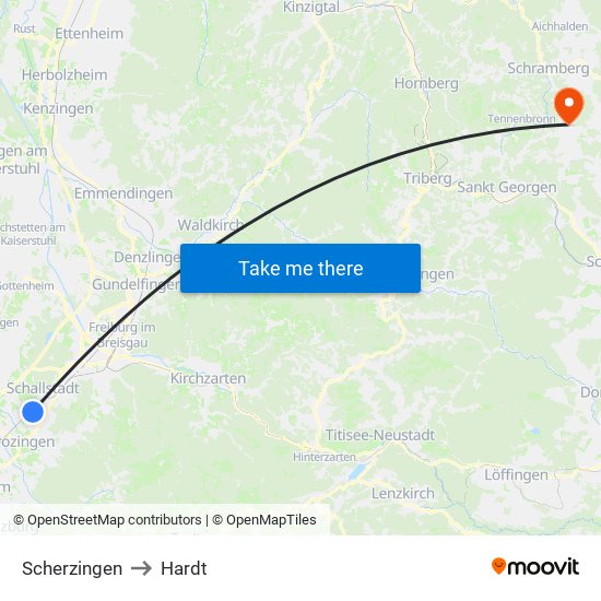 Scherzingen to Hardt map