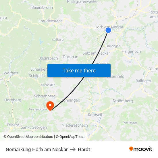 Gemarkung Horb am Neckar to Hardt map
