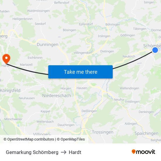 Gemarkung Schömberg to Hardt map